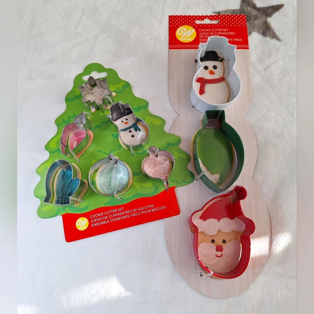 Wilton MINI Christmas Tree Cookie Cutter Set 6 Piece & Full Size 3 Piece Holiday